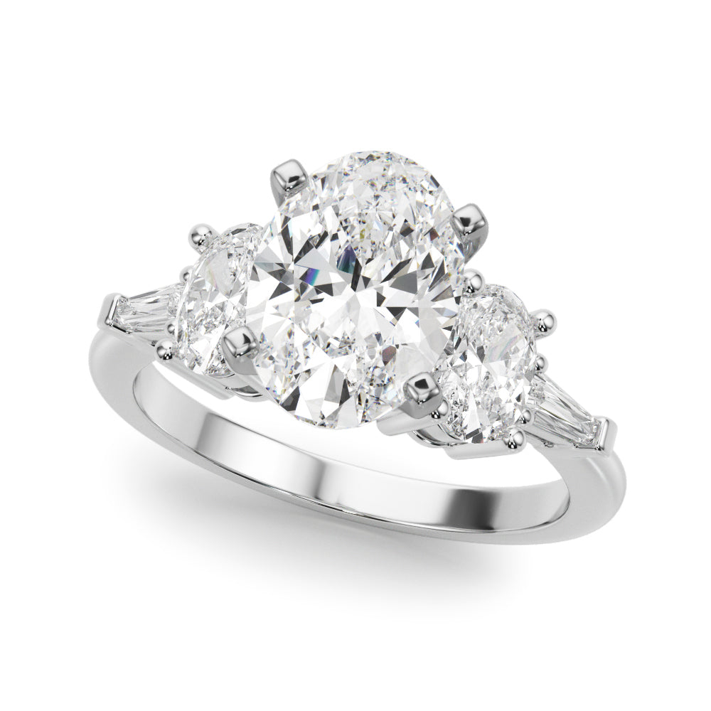 Tapered Baguette & Oval Accented Engagement Ring