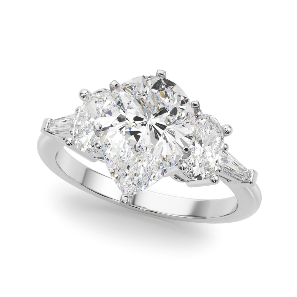 Tapered Baguette & Oval Accented Engagement Ring