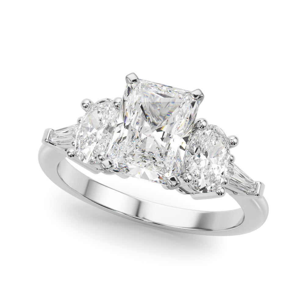 Tapered Baguette & Oval Accented Engagement Ring