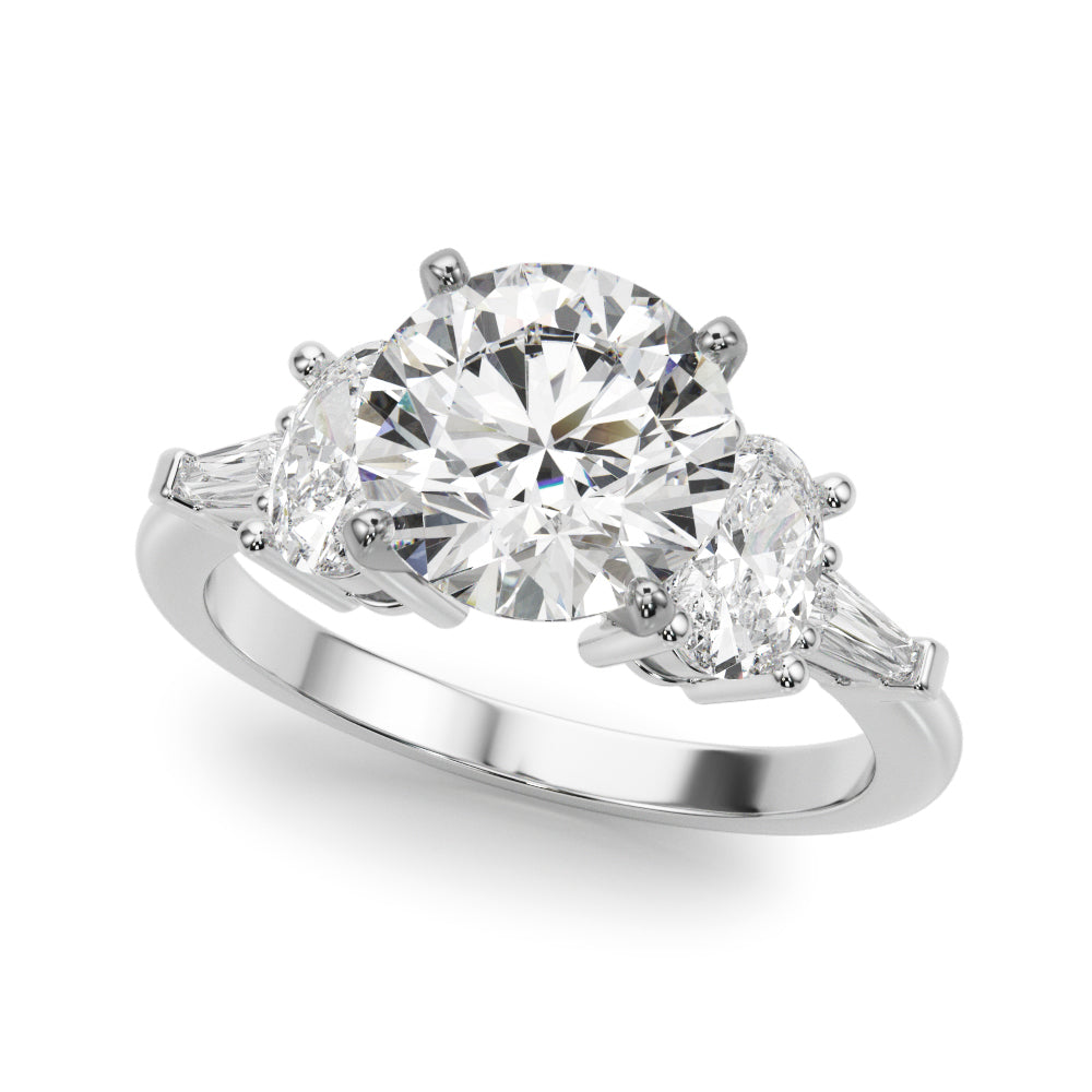 Tapered Baguette & Oval Accented Engagement Ring