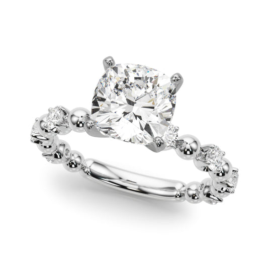 Alternating Bead & Diamond Engagement Ring
