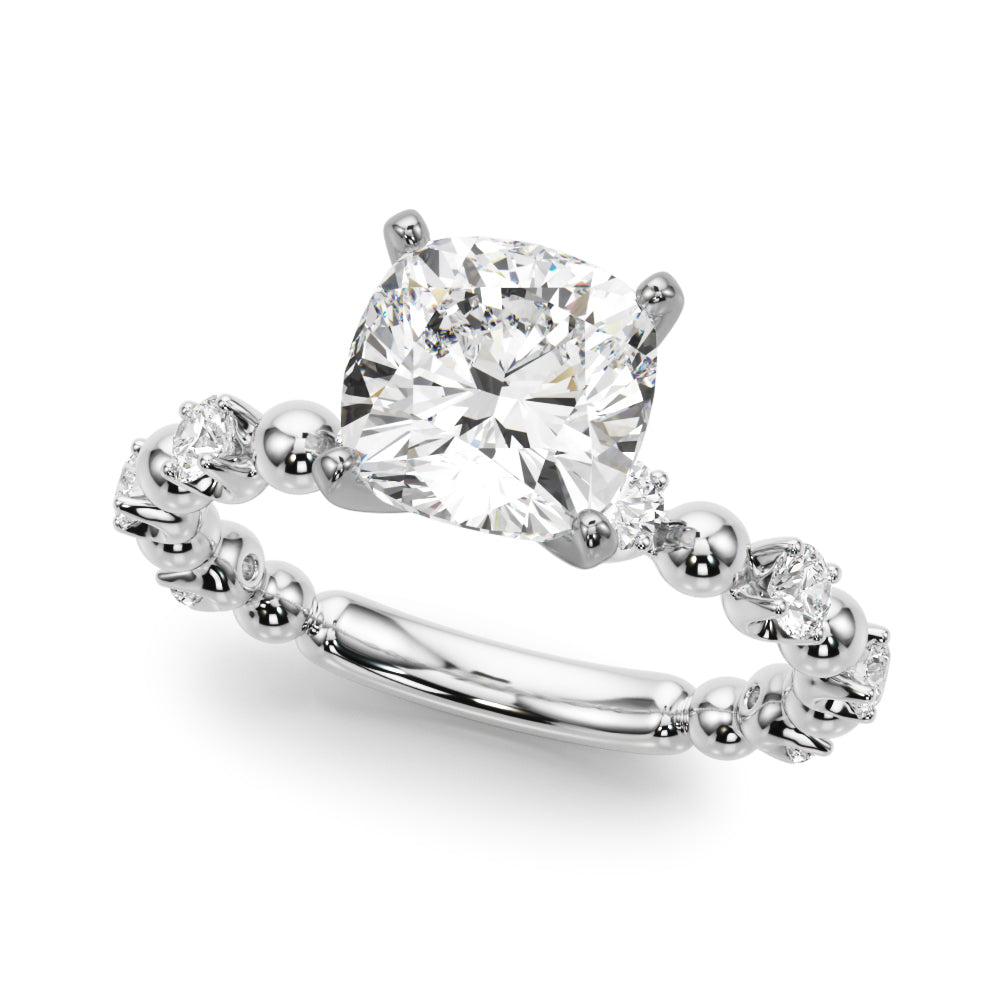Alternating Bead & Diamond Engagement Ring