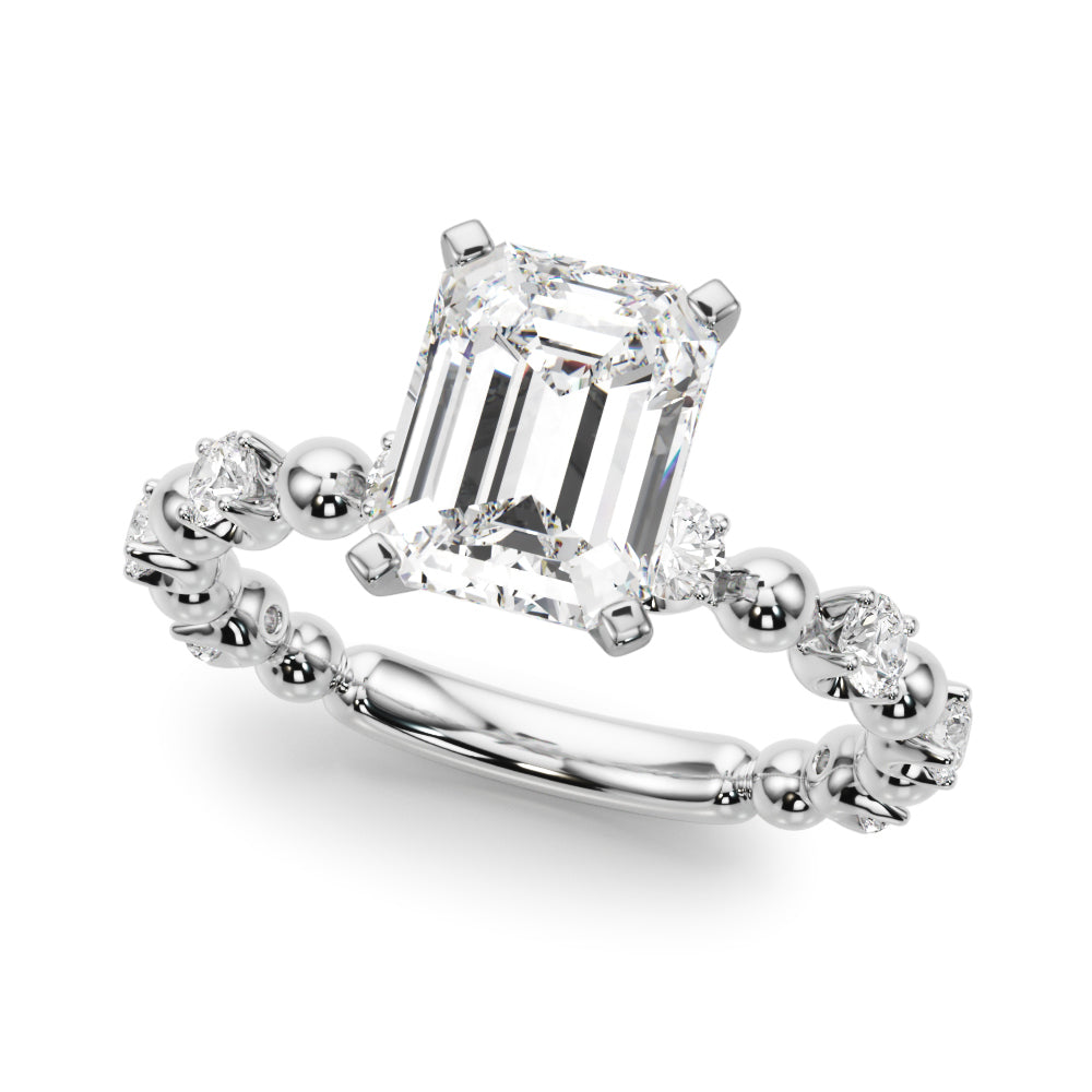 Alternating Bead & Diamond Engagement Ring
