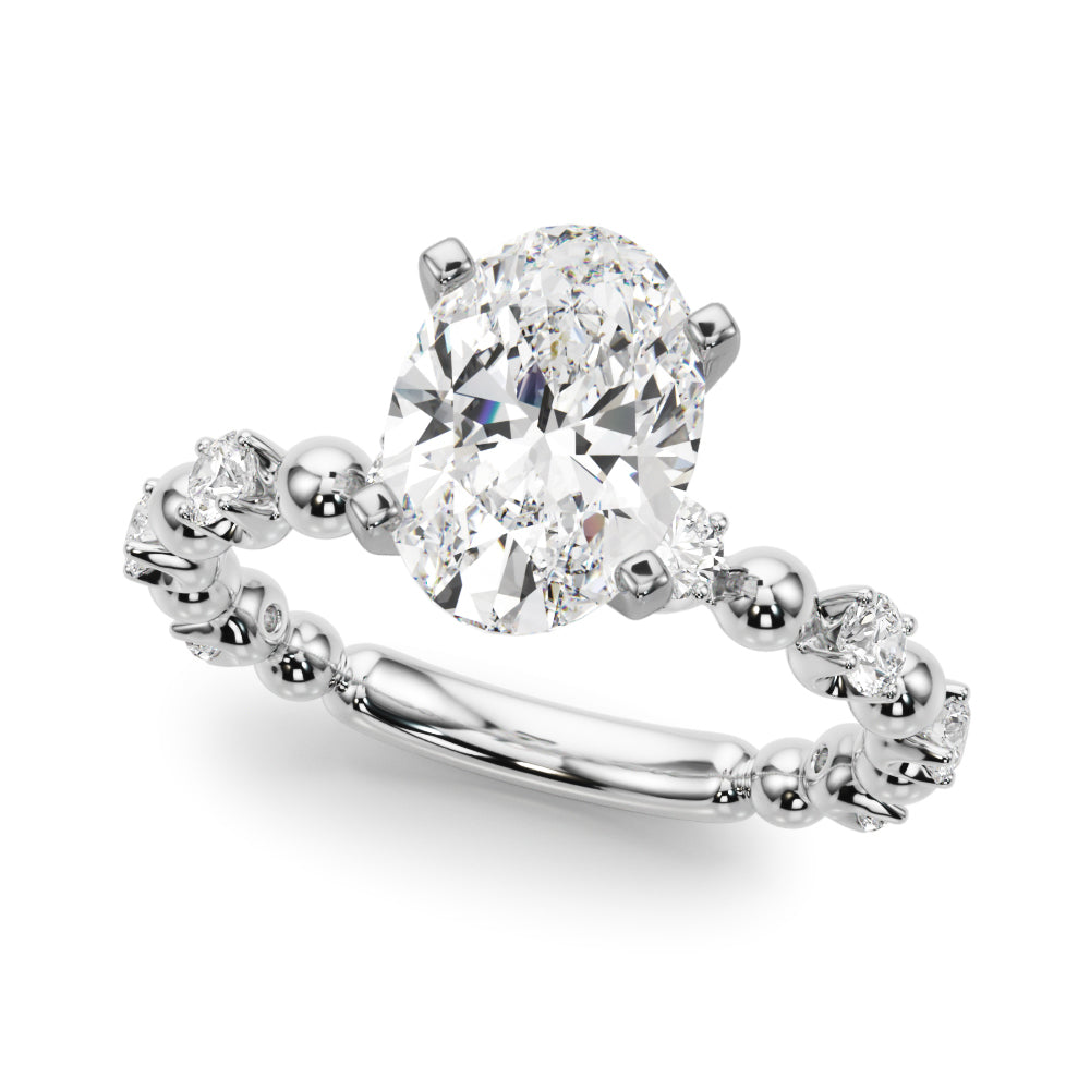 Alternating Bead & Diamond Engagement Ring