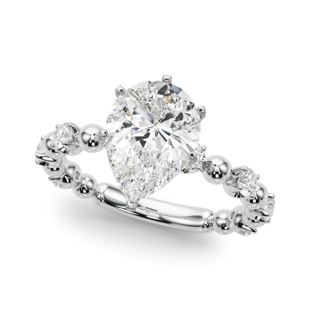 Alternating Bead & Diamond Engagement Ring