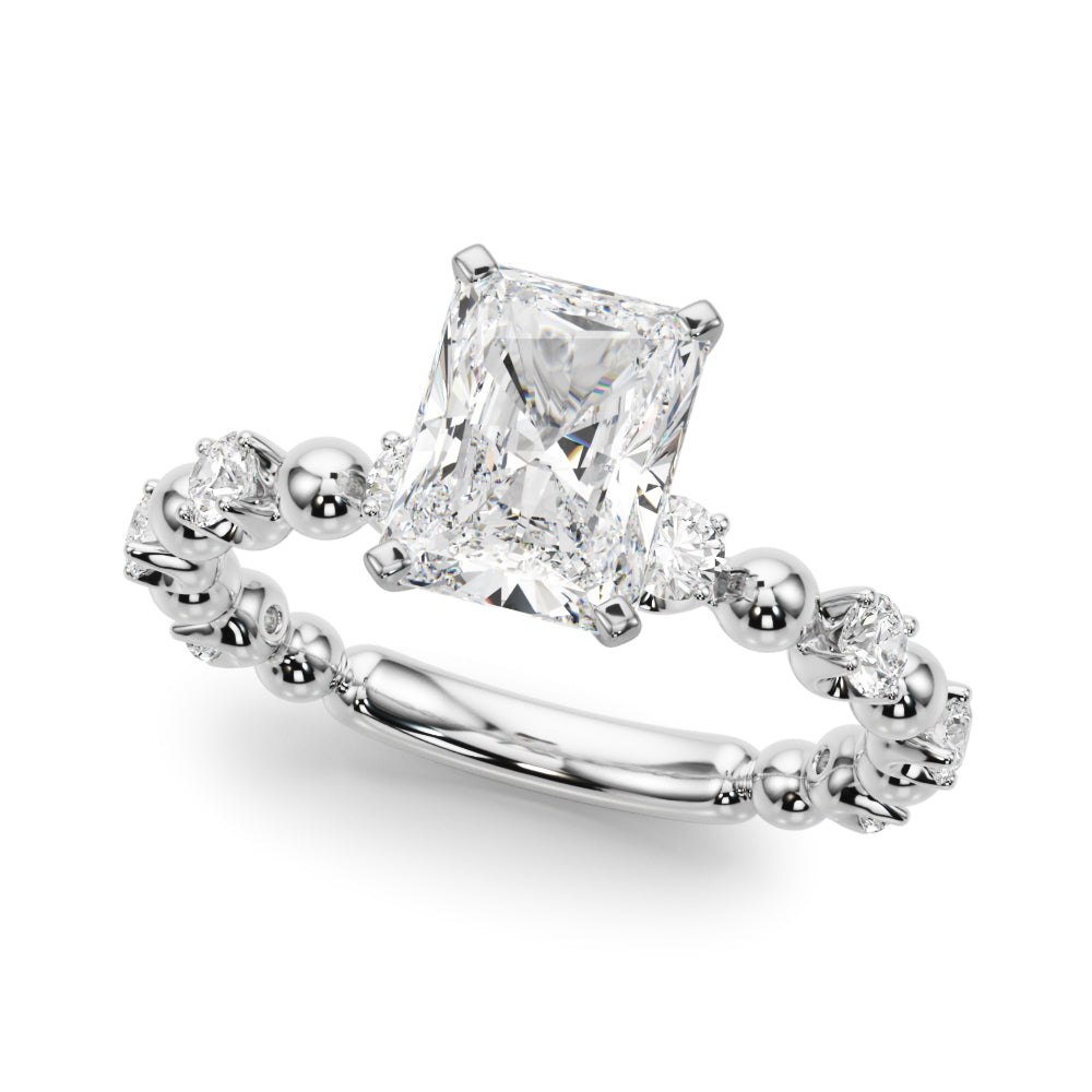 Alternating Bead & Diamond Engagement Ring