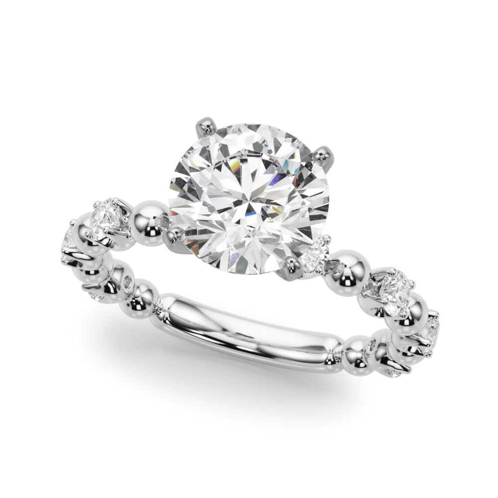 Alternating Bead & Diamond Engagement Ring