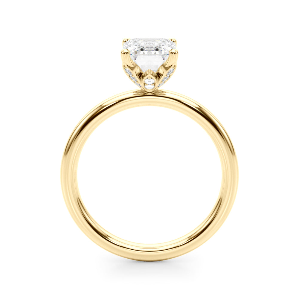 Floral Emerald Cut Engagement Ring