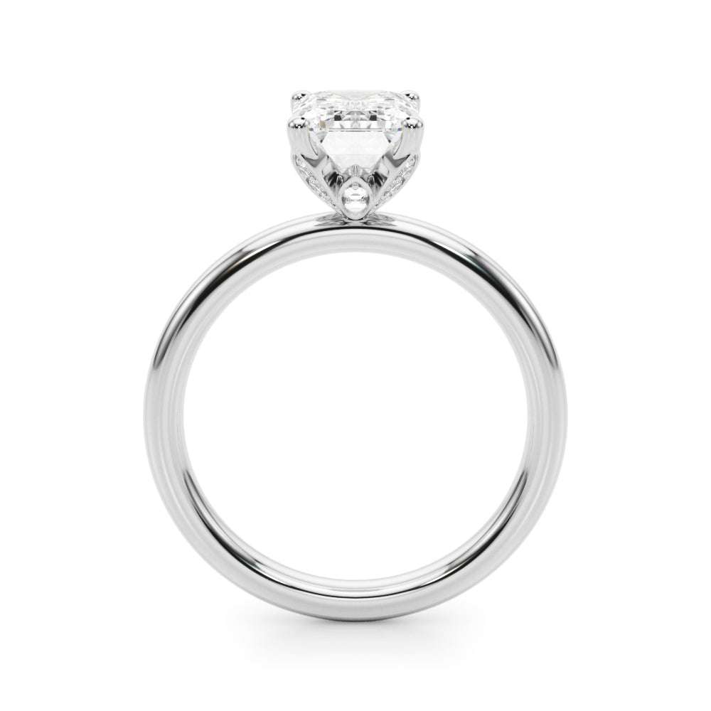 Floral Emerald Cut Engagement Ring