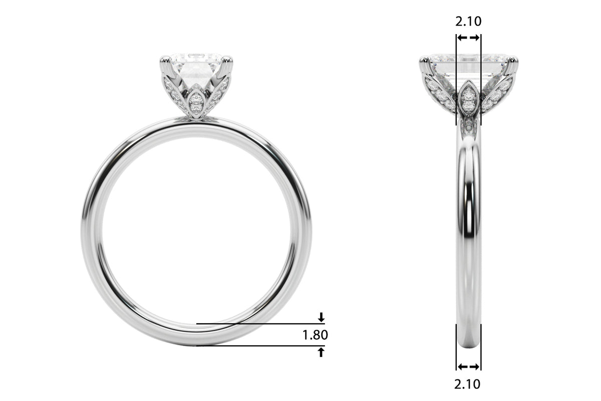 Floral Emerald Cut Engagement Ring