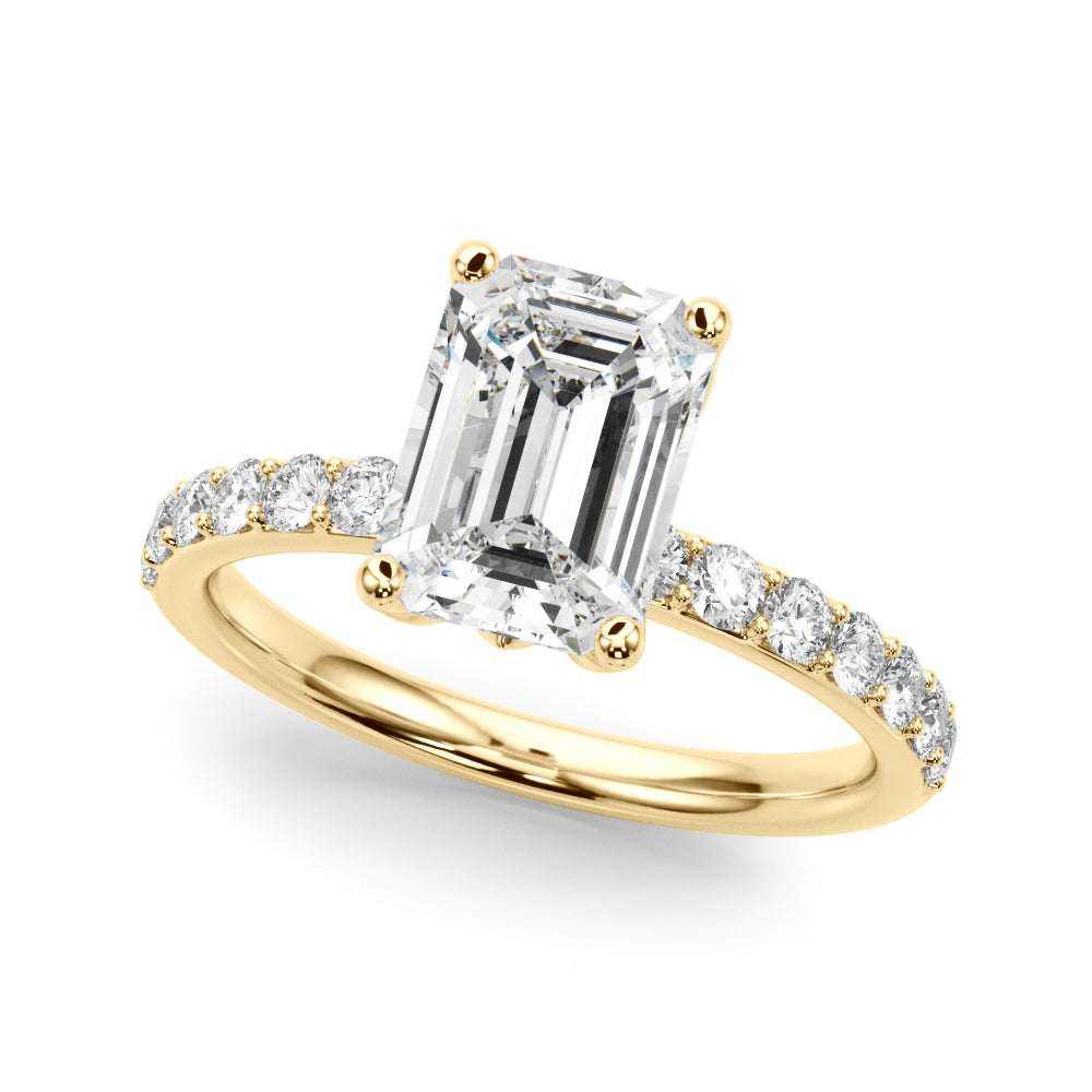 Floral Emerald Cut Engagement Ring