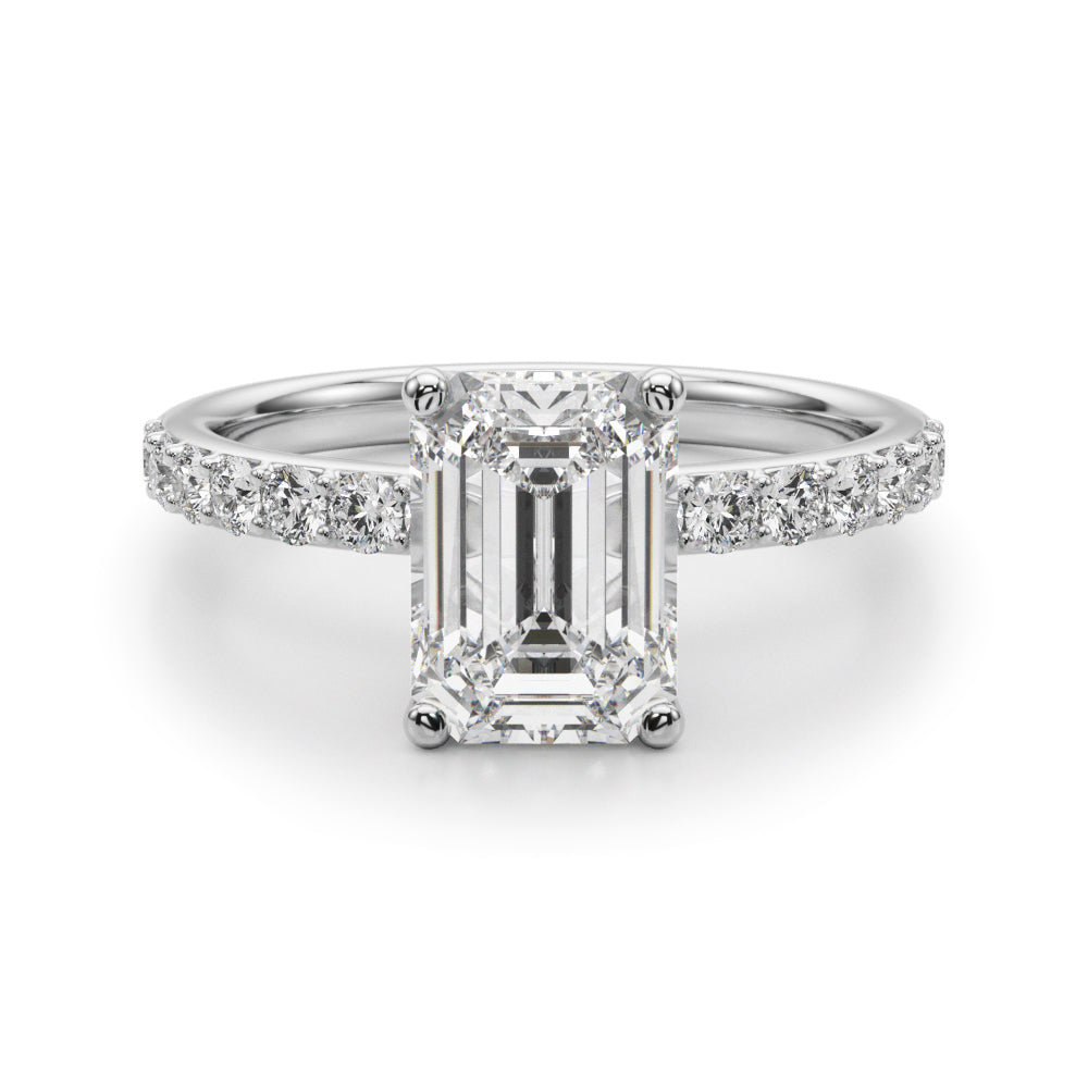 Floral Emerald Cut Engagement Ring