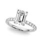 Floral Emerald Cut Engagement Ring