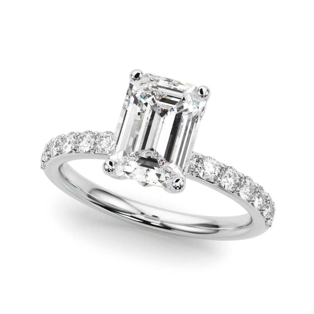 Floral Emerald Cut Engagement Ring