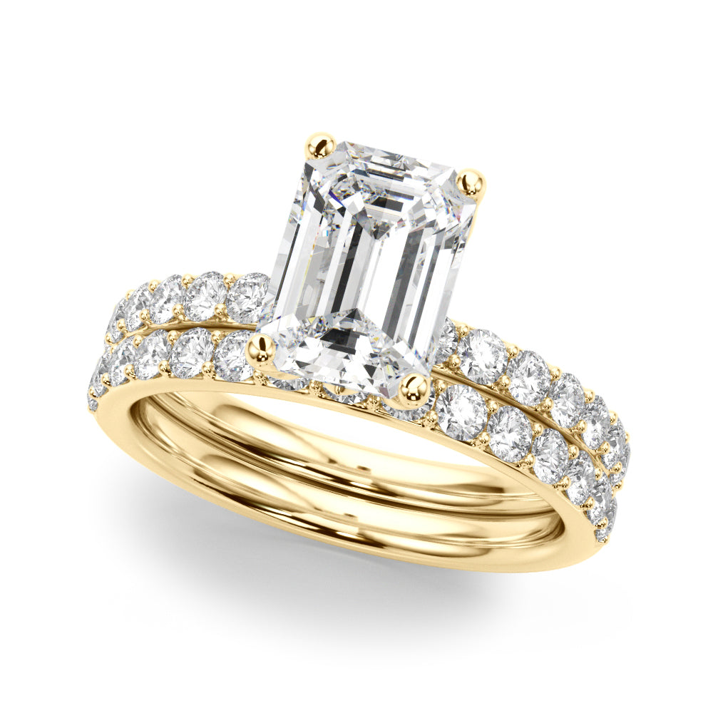 Floral Emerald Cut Engagement Ring