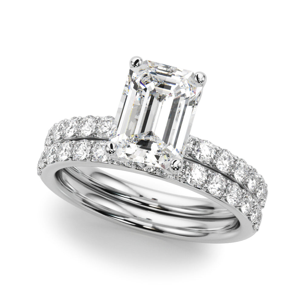 Floral Emerald Cut Engagement Ring