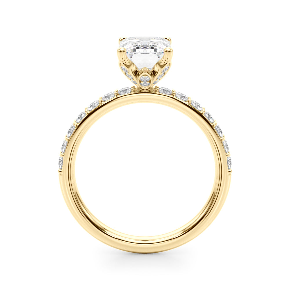 Floral Emerald Cut Engagement Ring