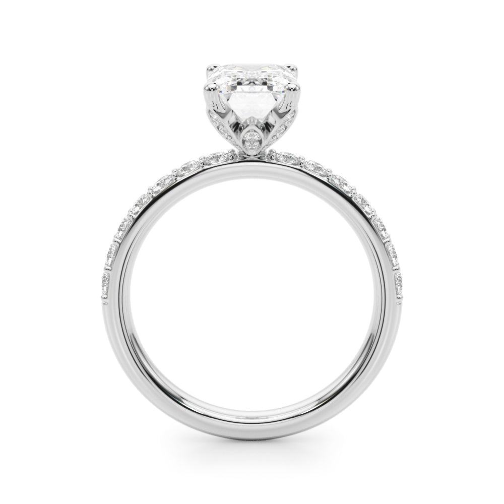 Floral Emerald Cut Engagement Ring