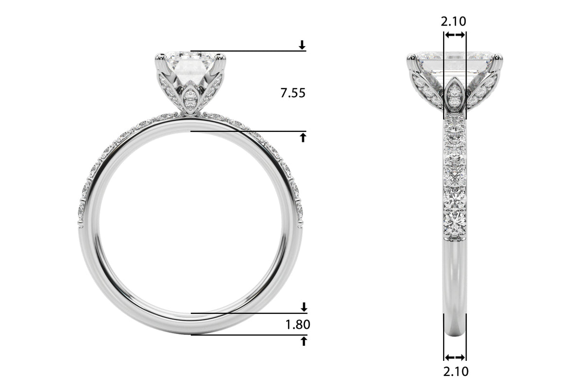 Floral Emerald Cut Engagement Ring