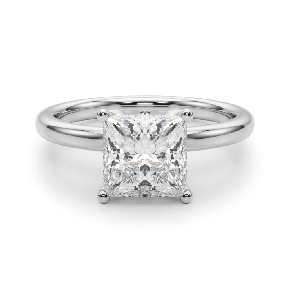Floral Princess Cut Engagement Ring