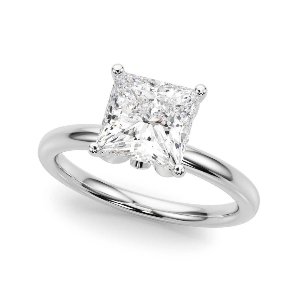 Floral Princess Cut Engagement Ring