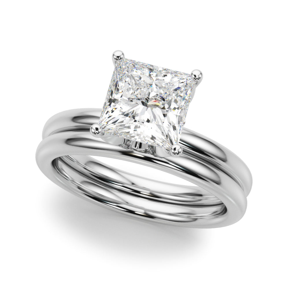 Floral Princess Cut Engagement Ring