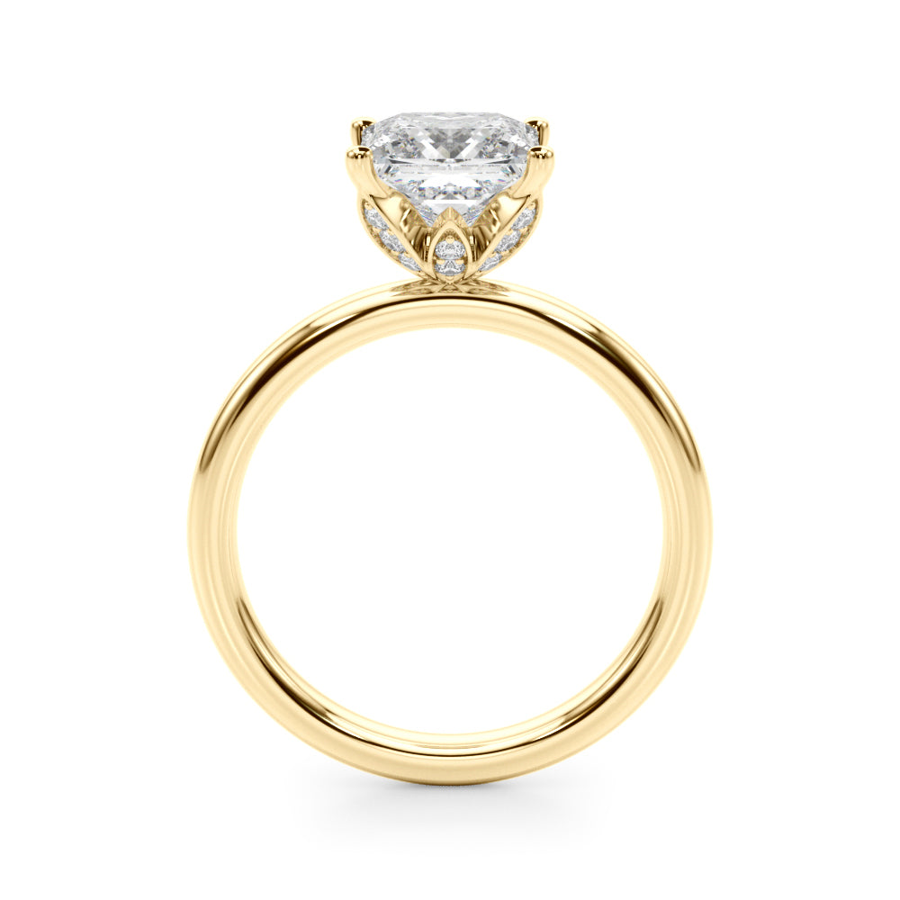 Floral Princess Cut Engagement Ring