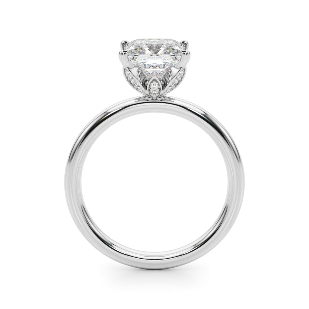 Floral Princess Cut Engagement Ring