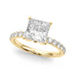 Floral Princess Cut Engagement Ring