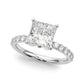 Floral Princess Cut Engagement Ring