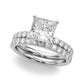 Floral Princess Cut Engagement Ring