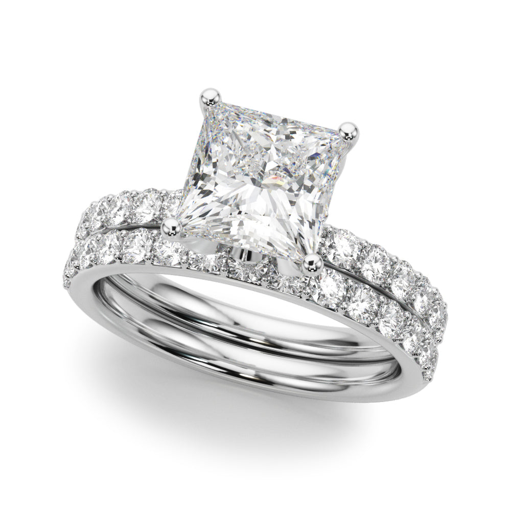 Floral Princess Cut Engagement Ring