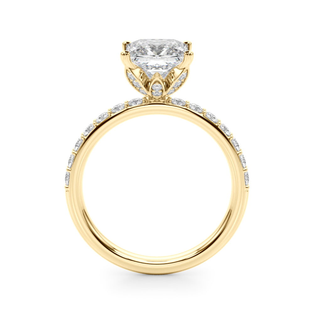 Floral Princess Cut Engagement Ring