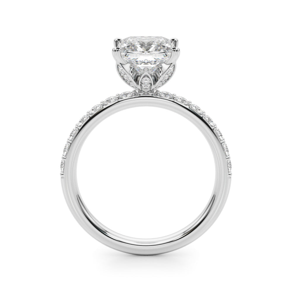 Floral Princess Cut Engagement Ring