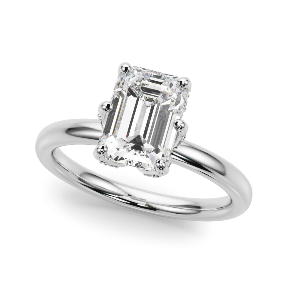 Contemporary Solitaire Plus Hidden Halo Engagement Ring