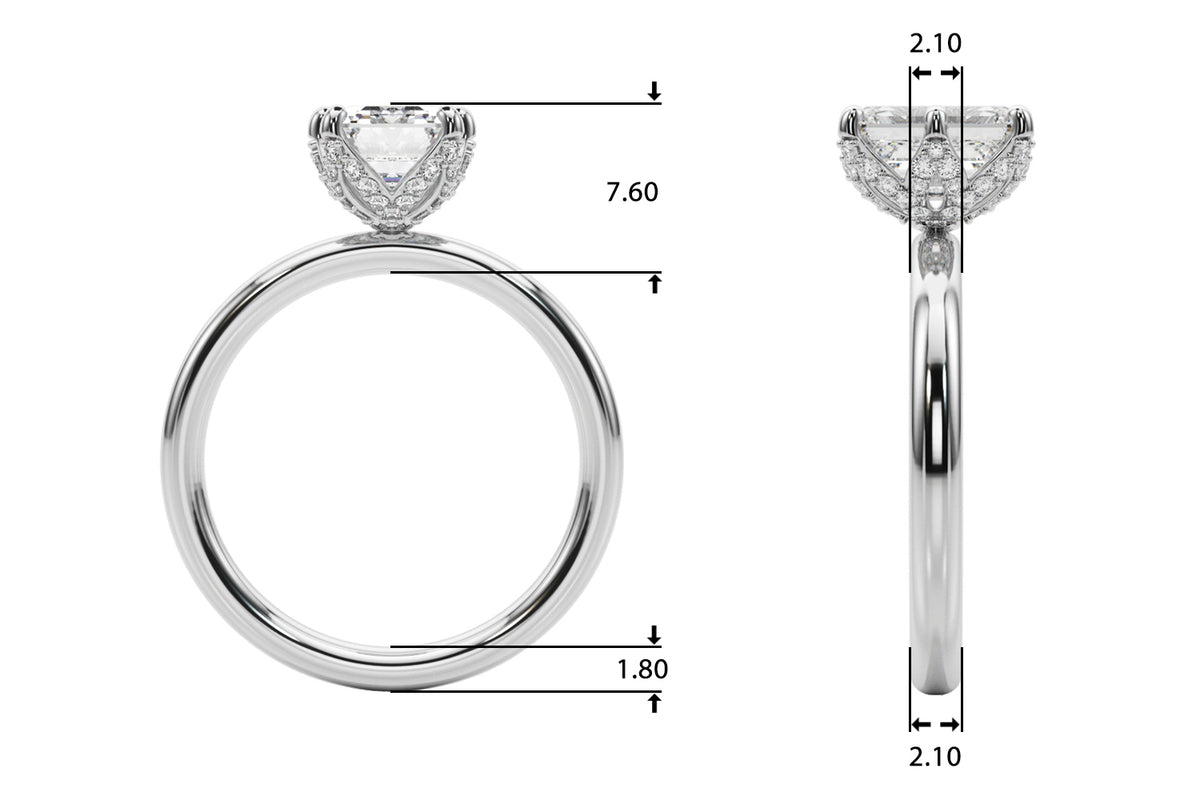 Contemporary Solitaire Plus Hidden Halo Engagement Ring