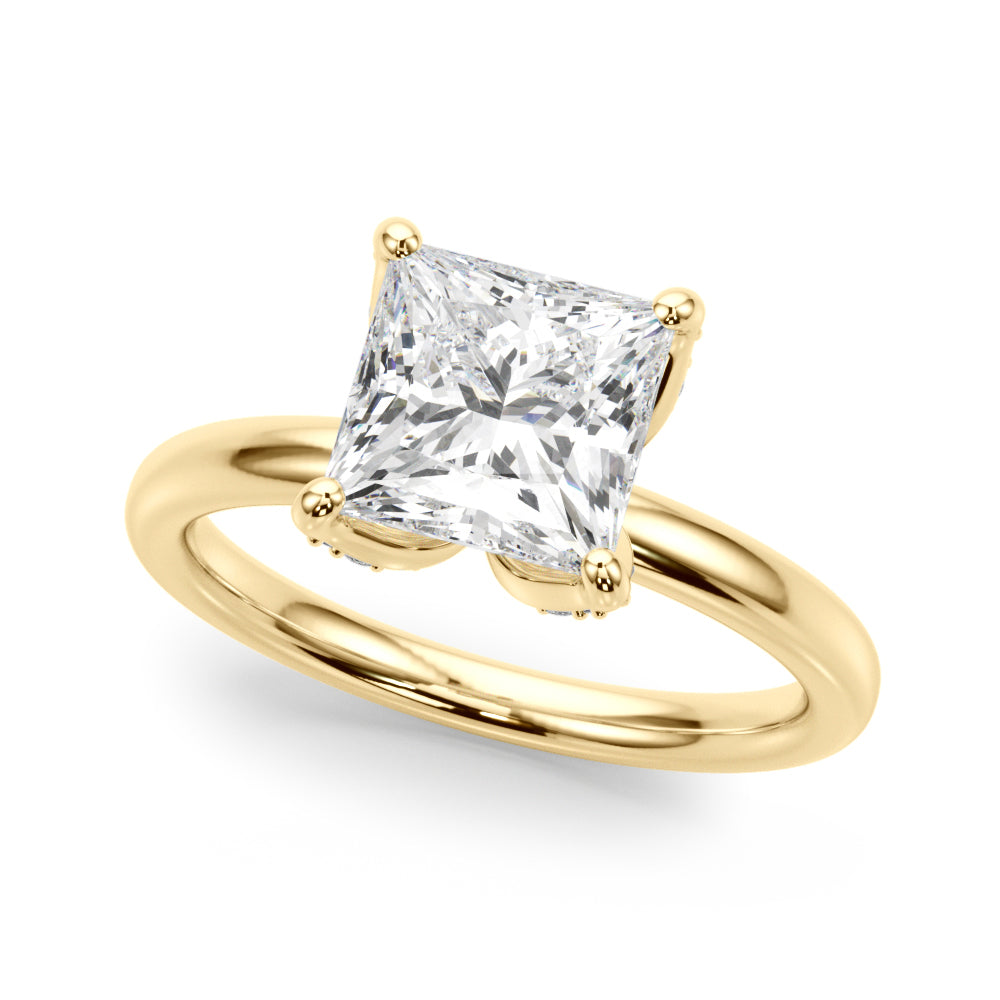 Floral Princess Cut Engagement Ring