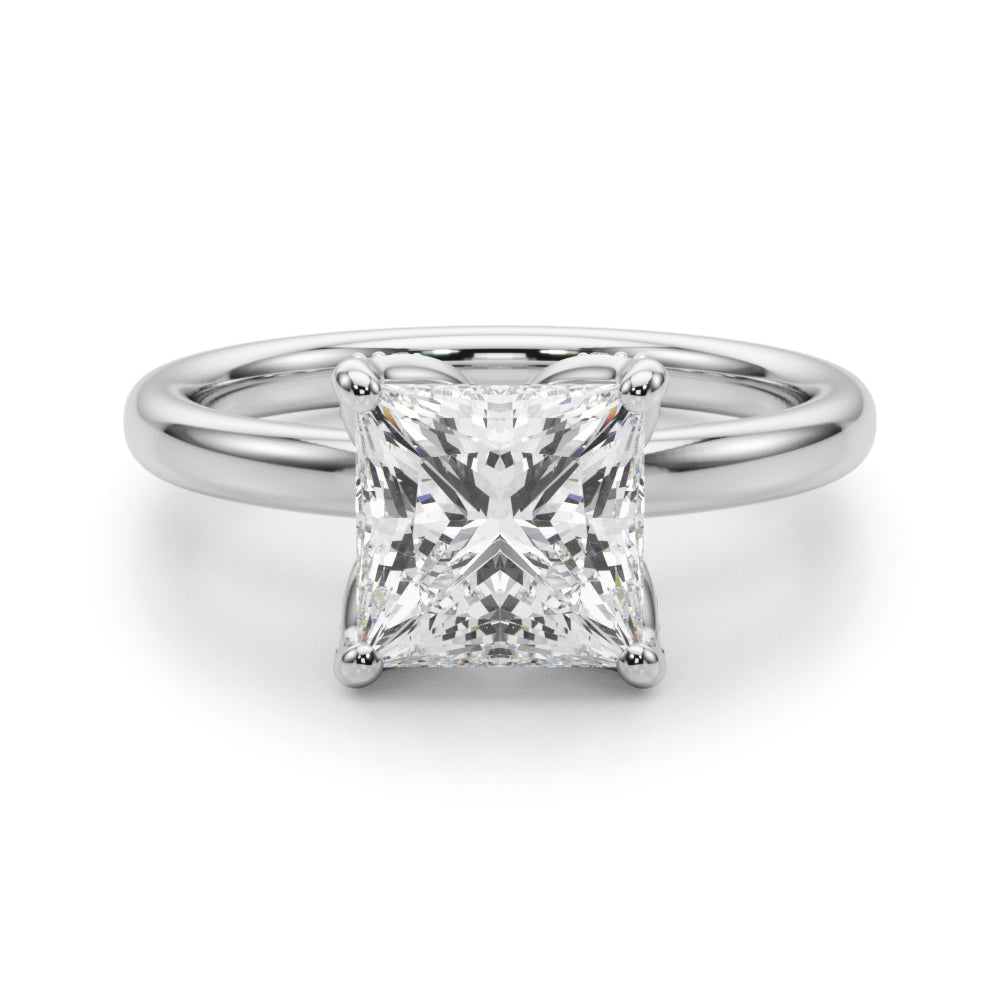 Floral Princess Cut Engagement Ring