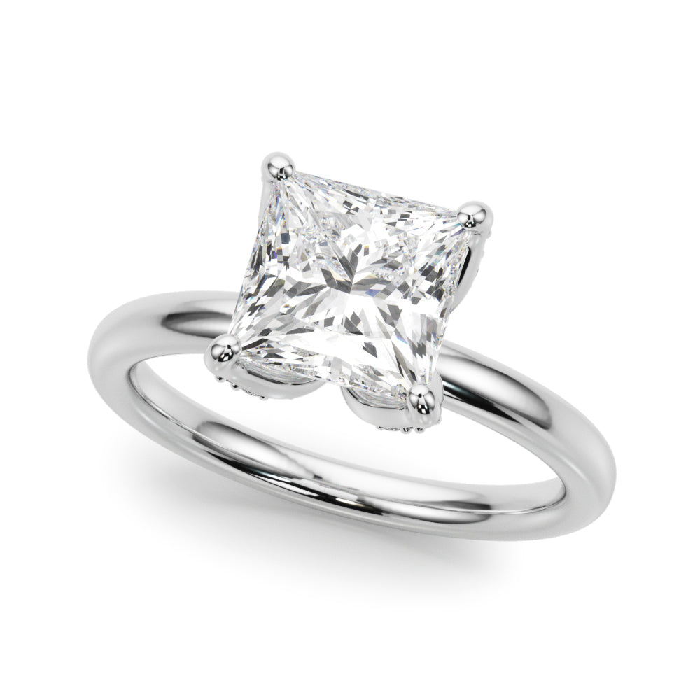 Floral Princess Cut Engagement Ring