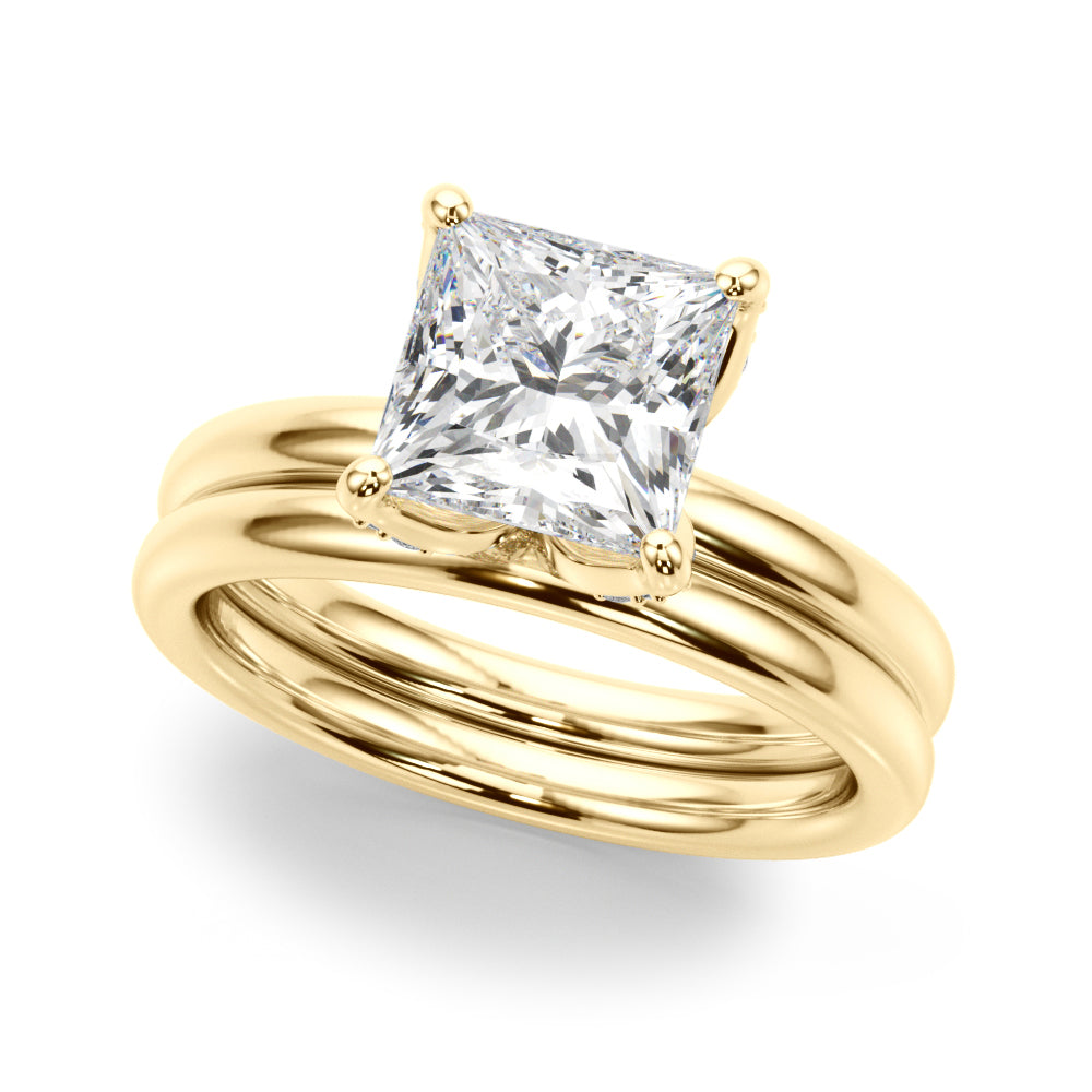 Floral Princess Cut Engagement Ring