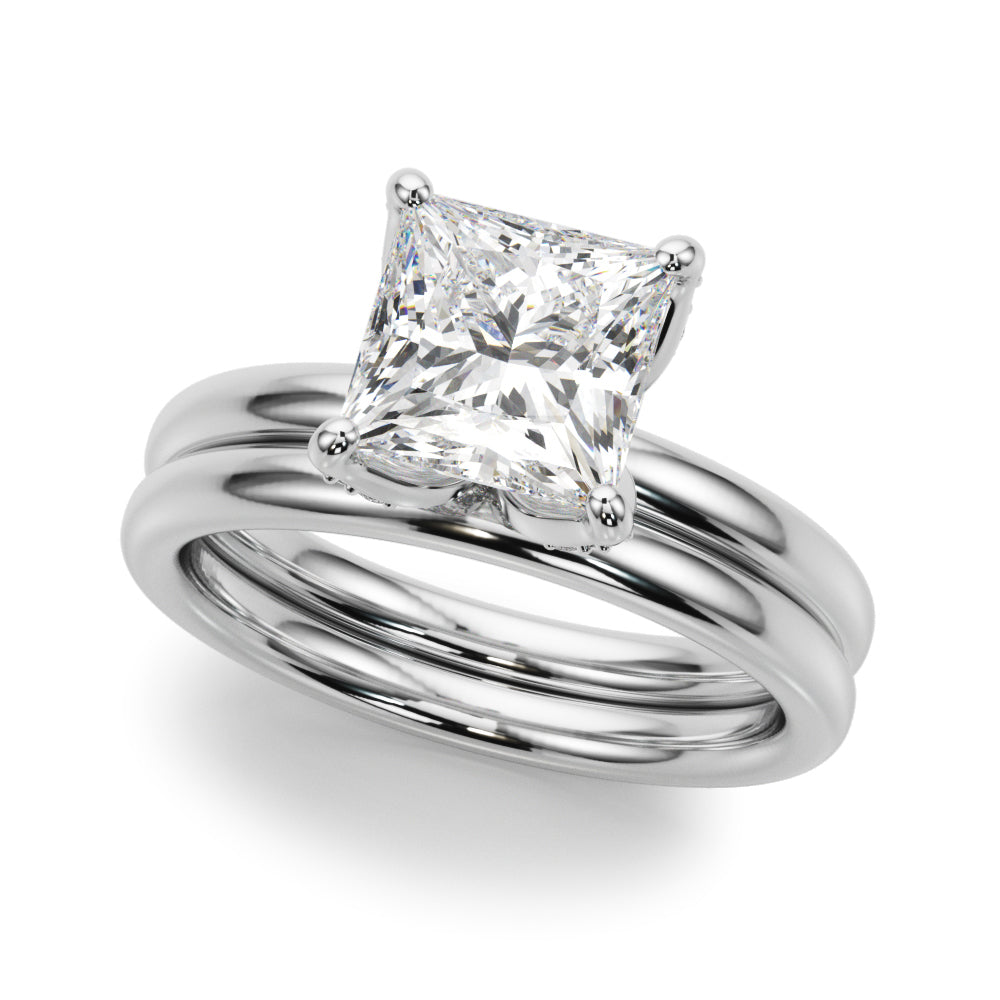 Floral Princess Cut Engagement Ring