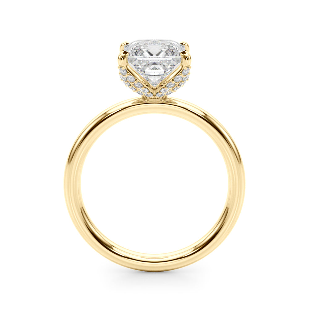 Floral Princess Cut Engagement Ring