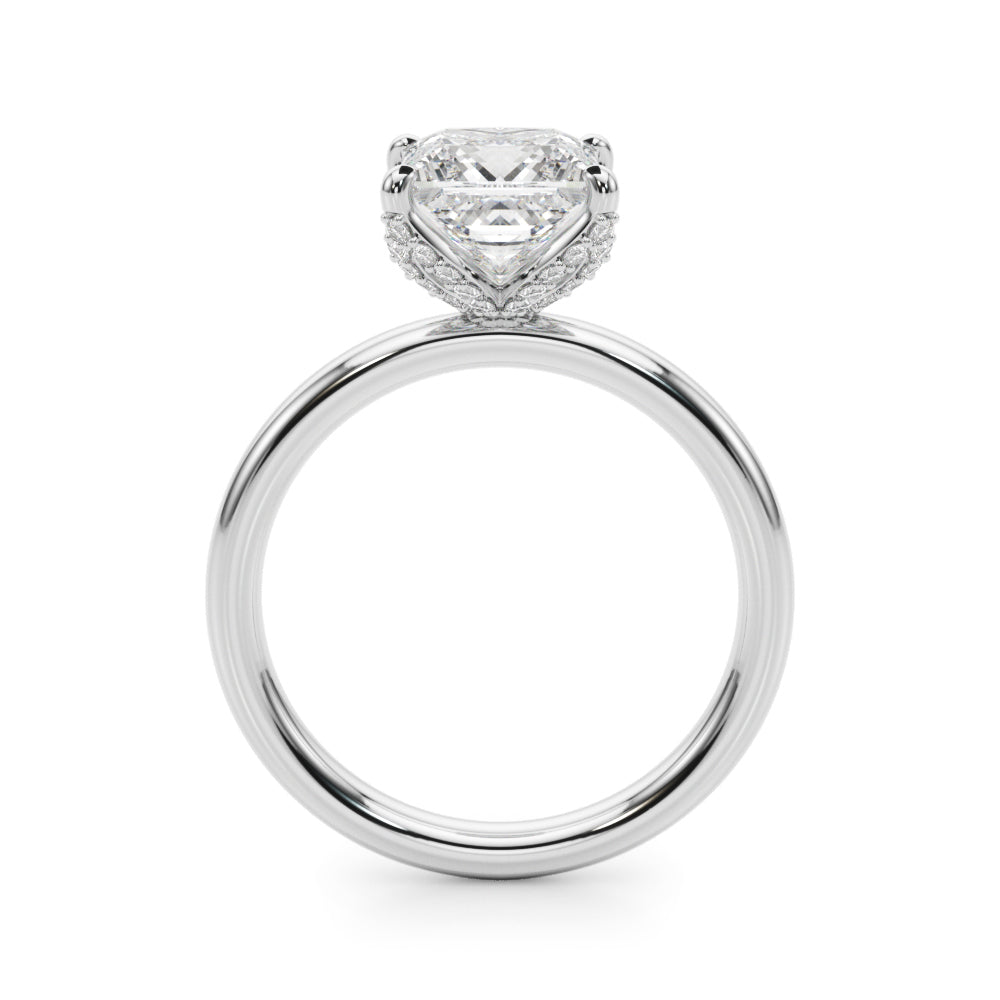 Floral Princess Cut Engagement Ring