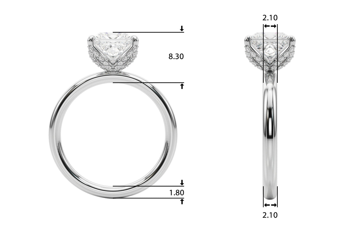 Floral Princess Cut Engagement Ring