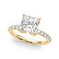 Floral Princess Cut Engagement Ring