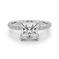 Floral Princess Cut Engagement Ring