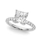 Floral Princess Cut Engagement Ring
