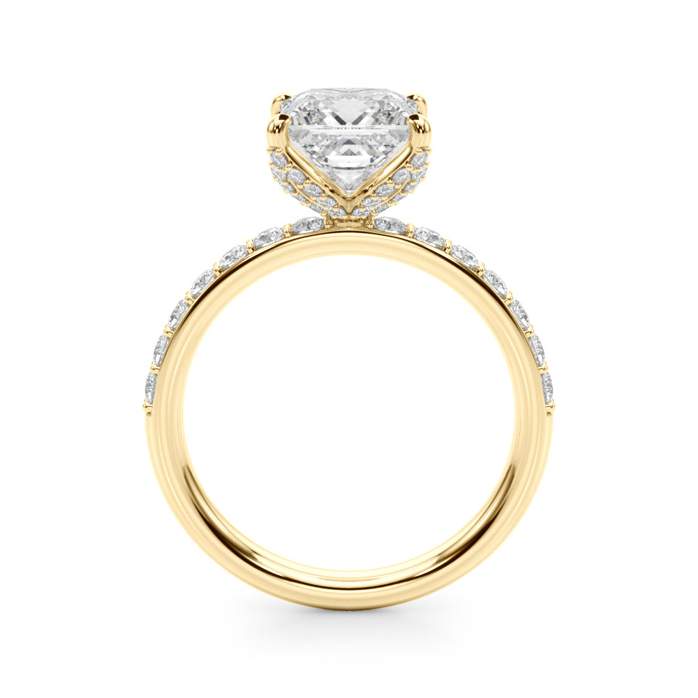 Floral Princess Cut Engagement Ring