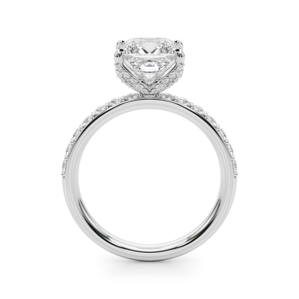 Floral Princess Cut Engagement Ring