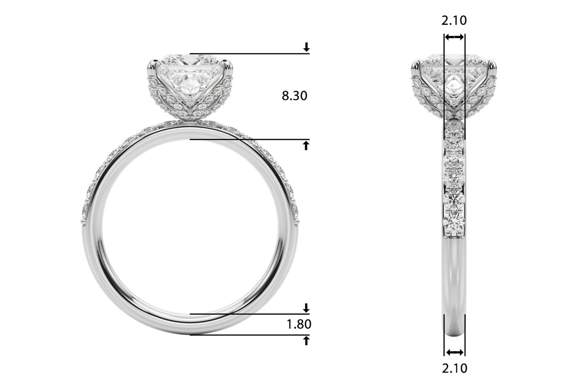 Floral Princess Cut Engagement Ring